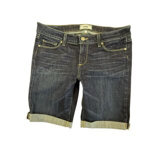 Paige Jax Bermuda Shorts Women Size 28 Blue Denim Stretch Cuffed Hem Jean Warner